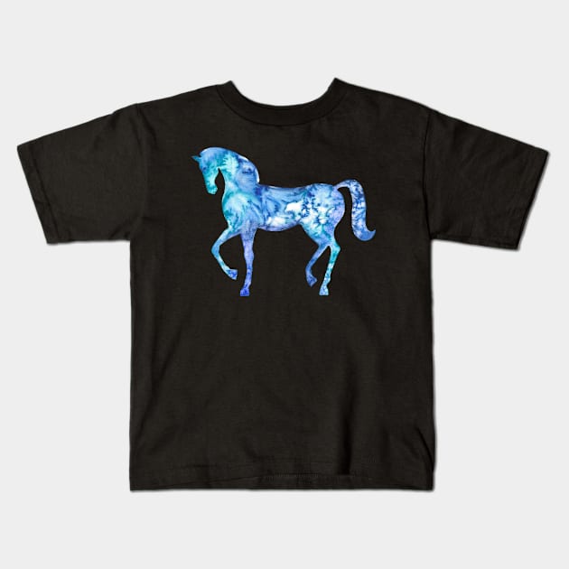 Blue horse in my dreams Kids T-Shirt by andreeadumez